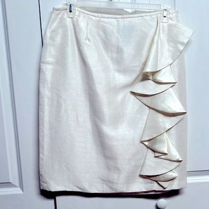 Isabella Meringue Yellow Ruffle Lined Pencil Skirt Size 14